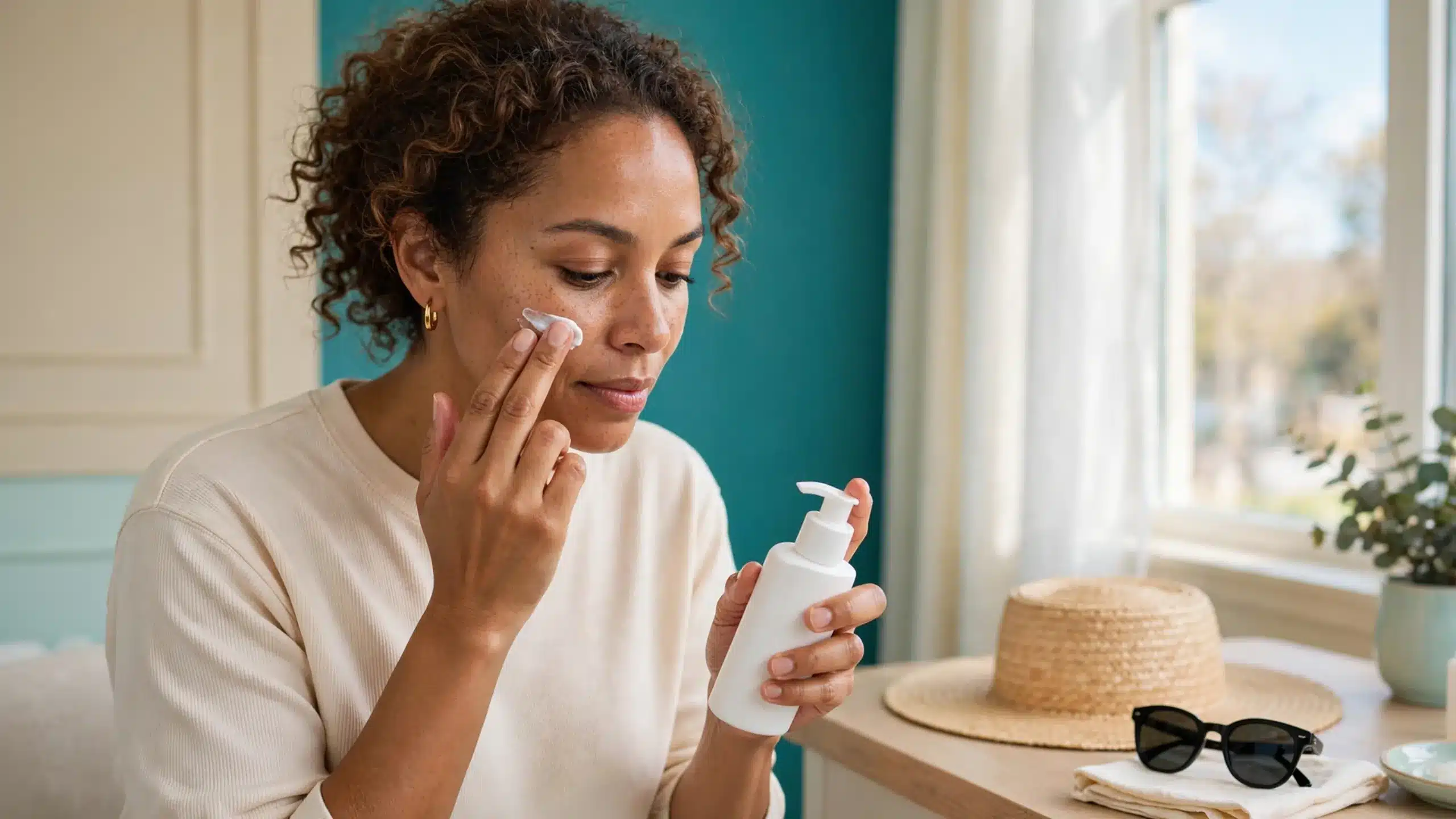 Patient using sun protection during Accutane treatment