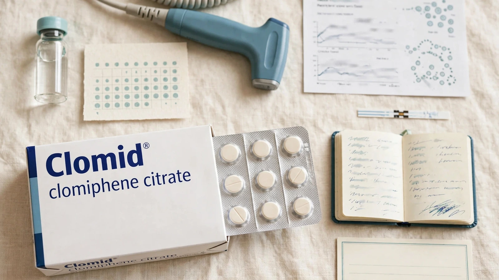 Clomid treatment monitoring for women with ultrasound, laboratory, cycle, and symptom records