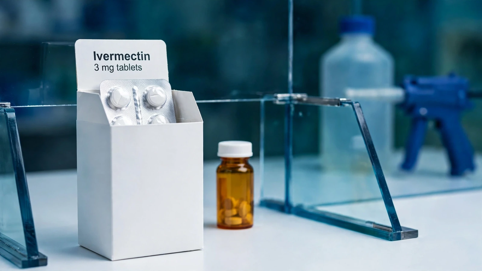 Human oral ivermectin prescription package visibly separated from veterinary ivermectin products