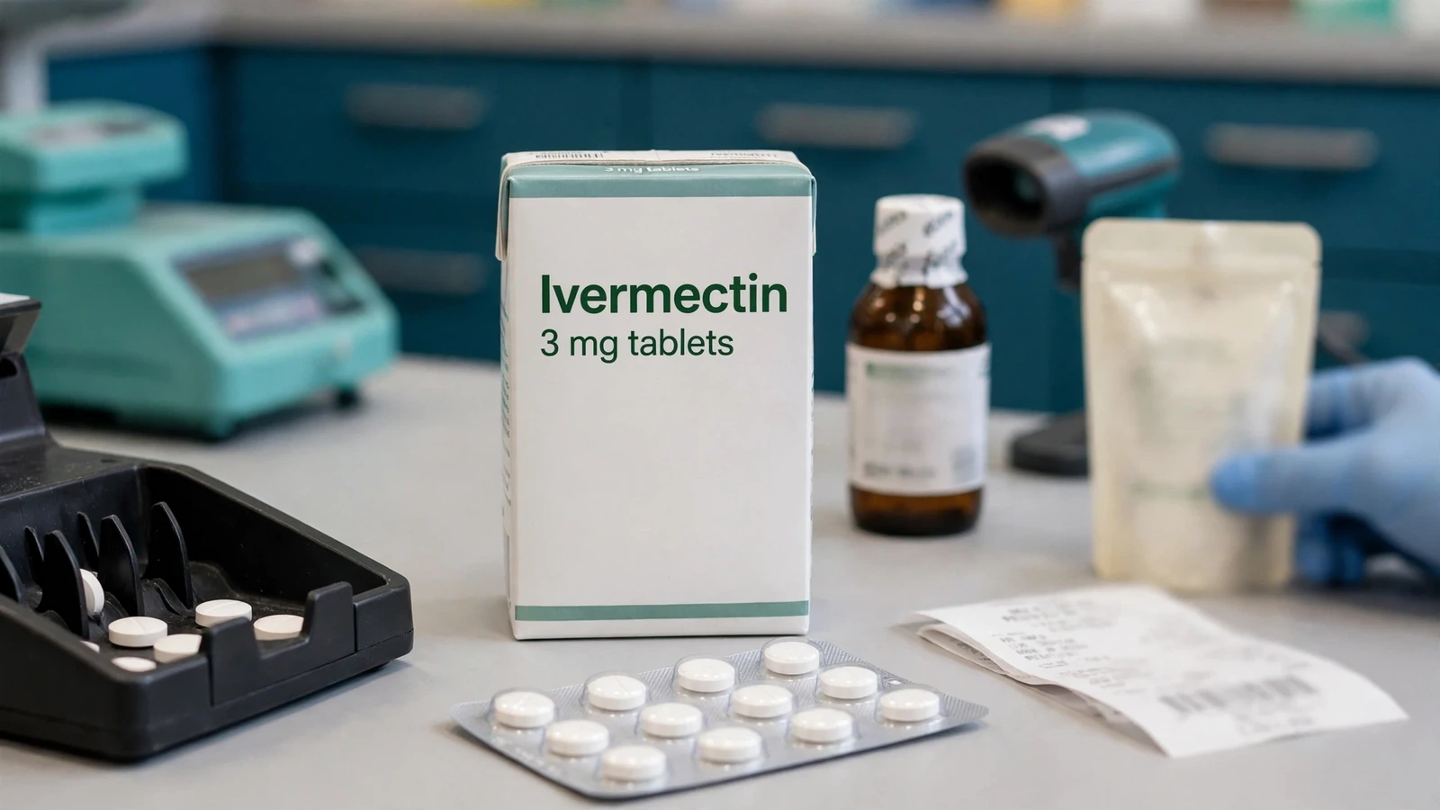Human oral ivermectin prescription label matched to manufacturer, package, and licensed pharmacy record