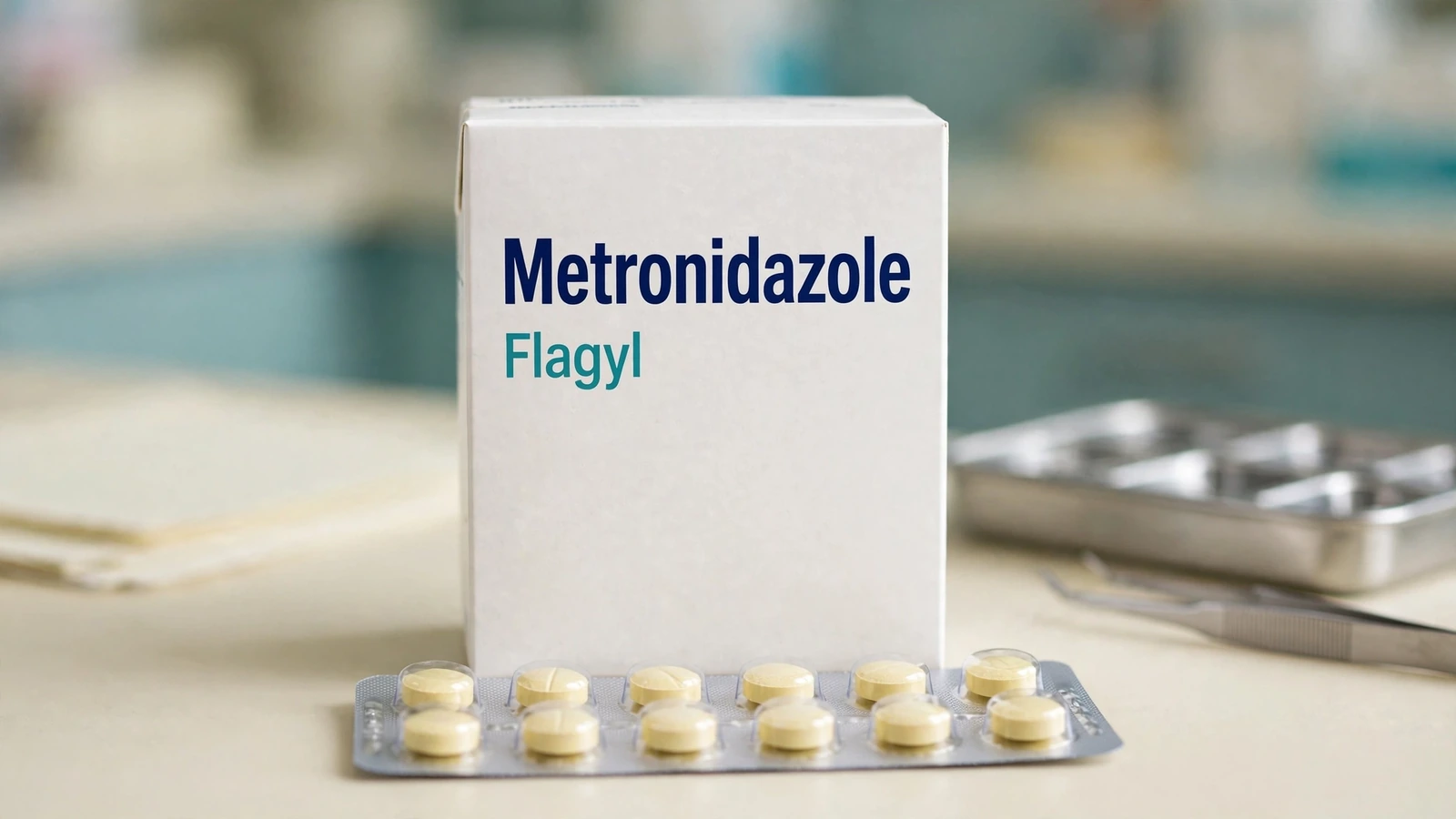 Metronidazole product shown through prescription receipt, label matching, and sealed pharmacy release