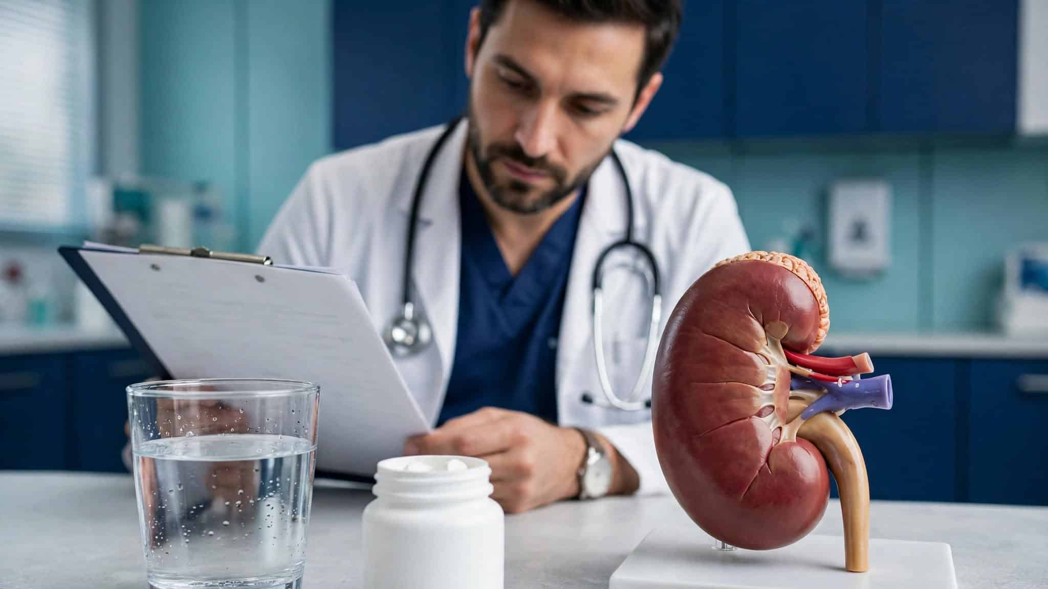 Physician reviewing kidney safety and laboratory results during Valtrex treatment