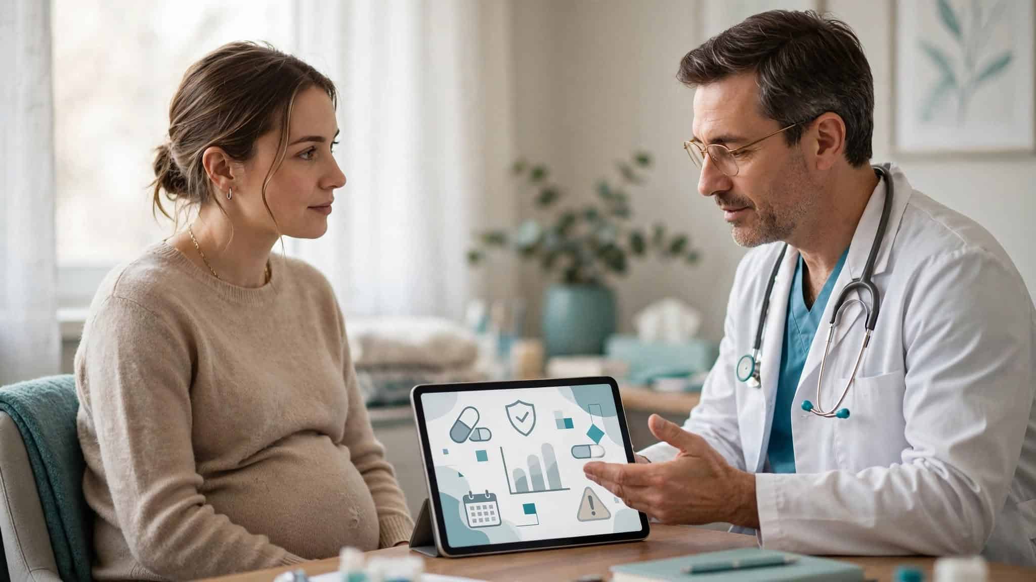 Pregnant patient discussing Valtrex safety with a physician