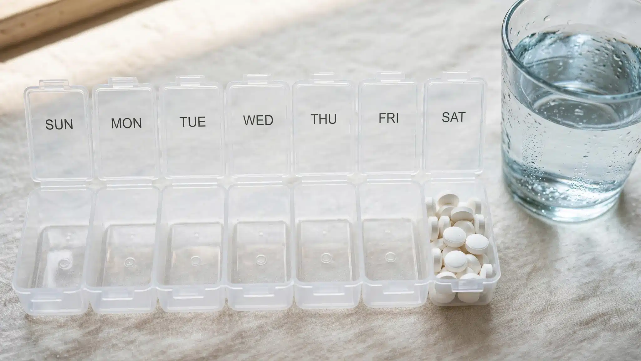 A missed modafinil dose left in a weekly pill organizer
